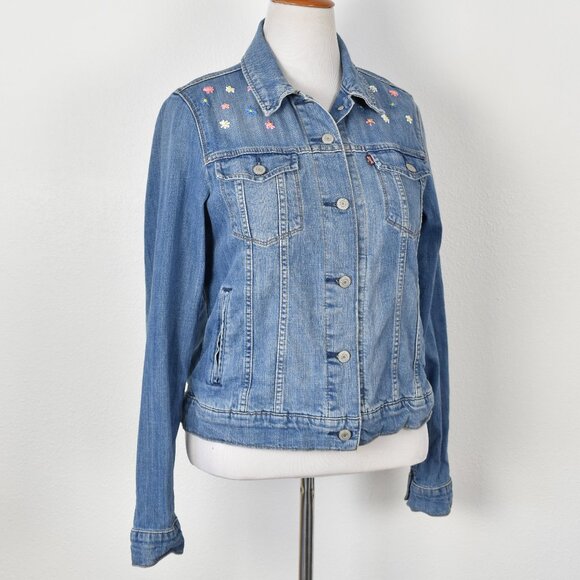 Levi's Flower Embroidered Denim Trucker Jacket - XL - Picture 7 of 10